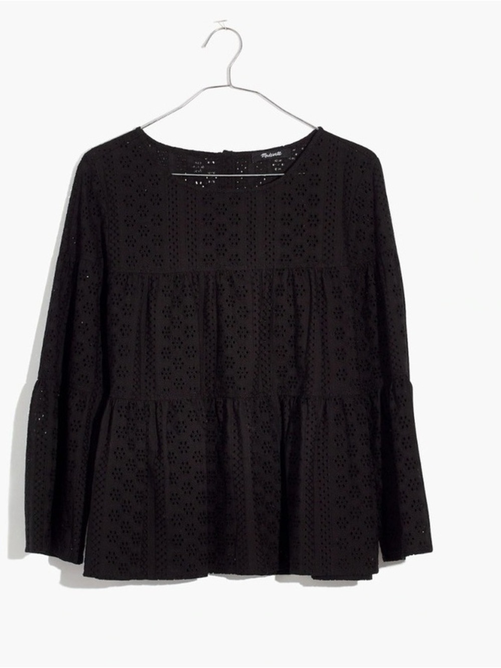 Black Eyelet Peasant Top - Women